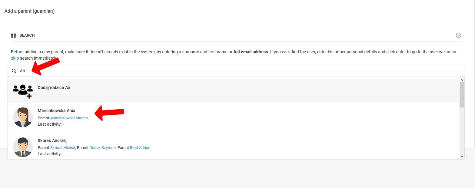 User search