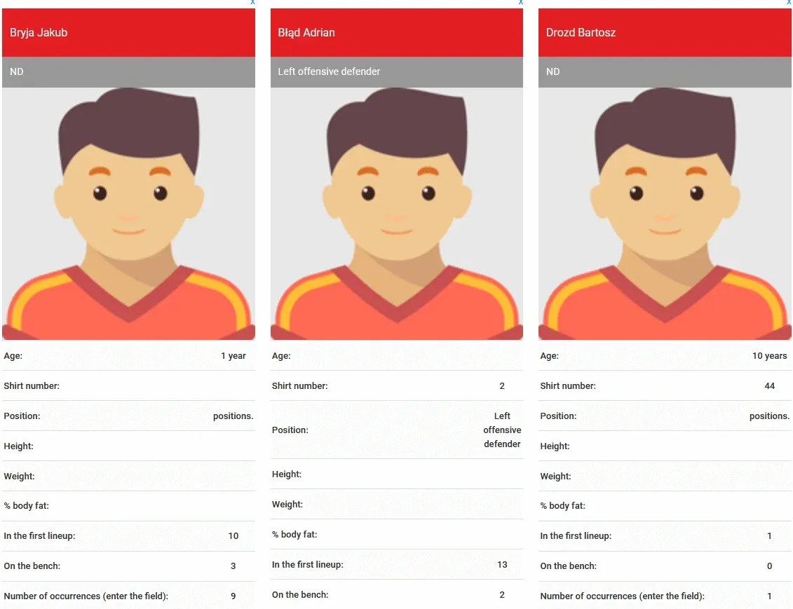 Player comparison menu view