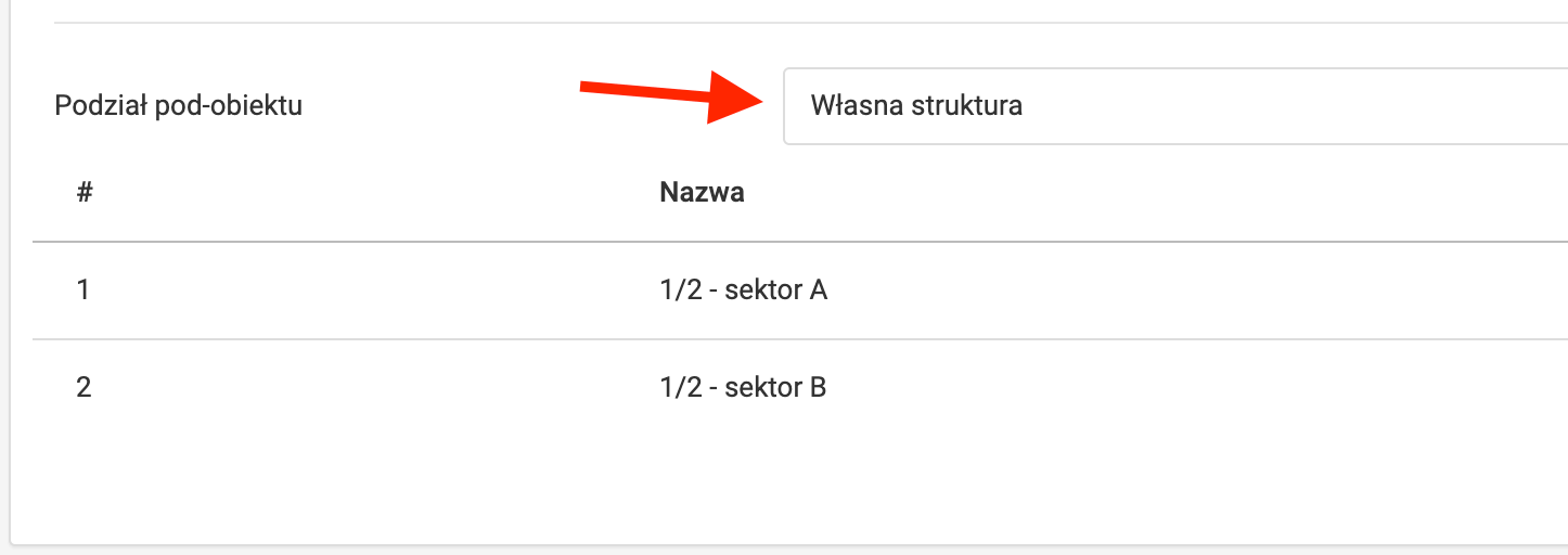 Podział pod-obiektu na części
