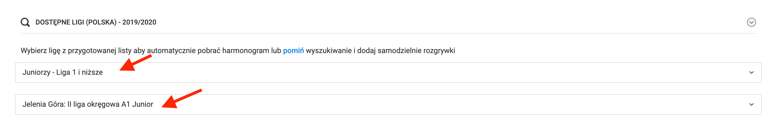 Import rozgrywek z PZPN