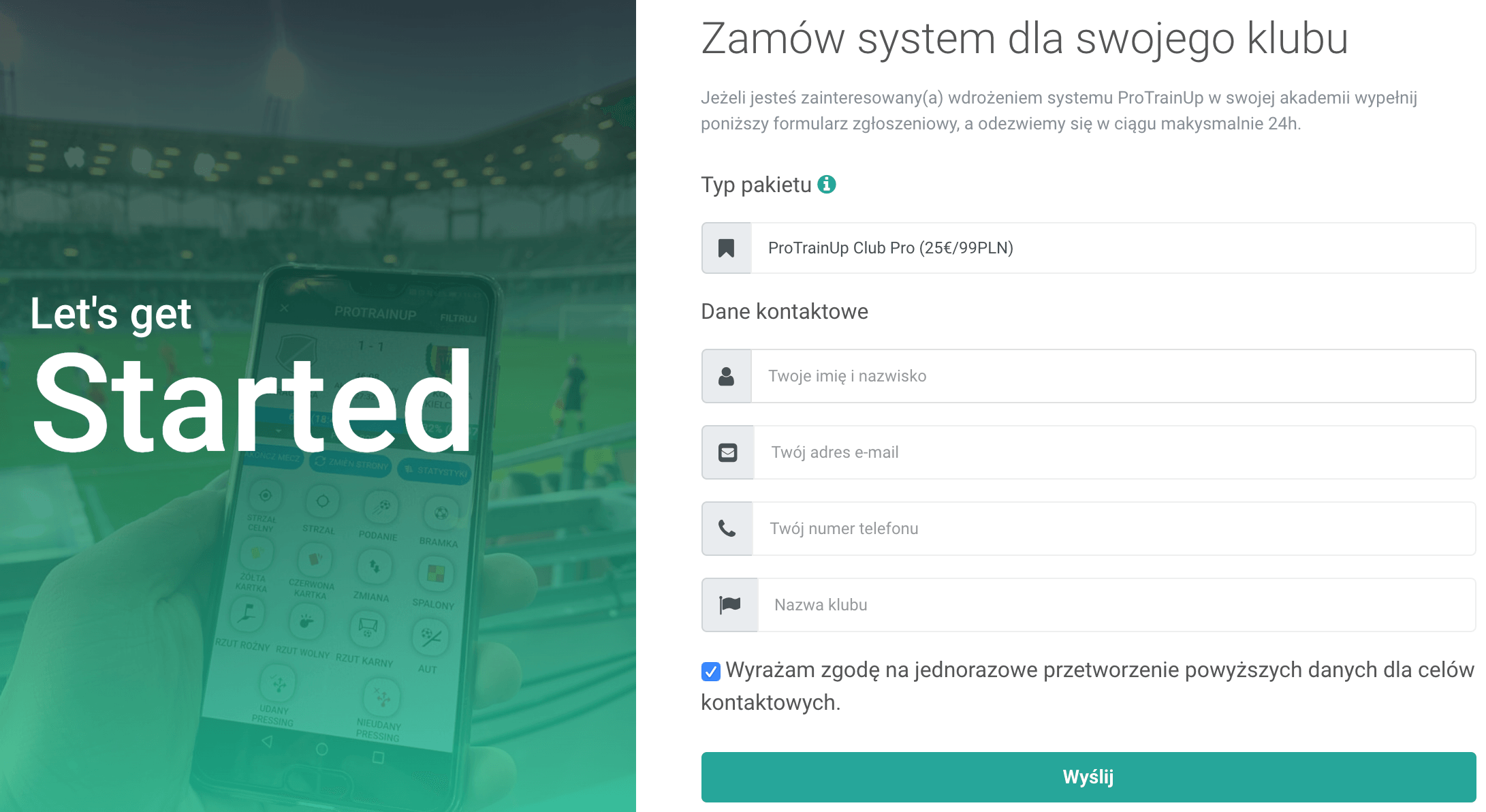 Formularz licencji klubowej