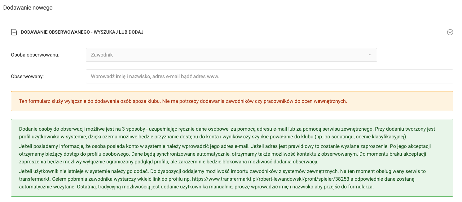 Add observed form