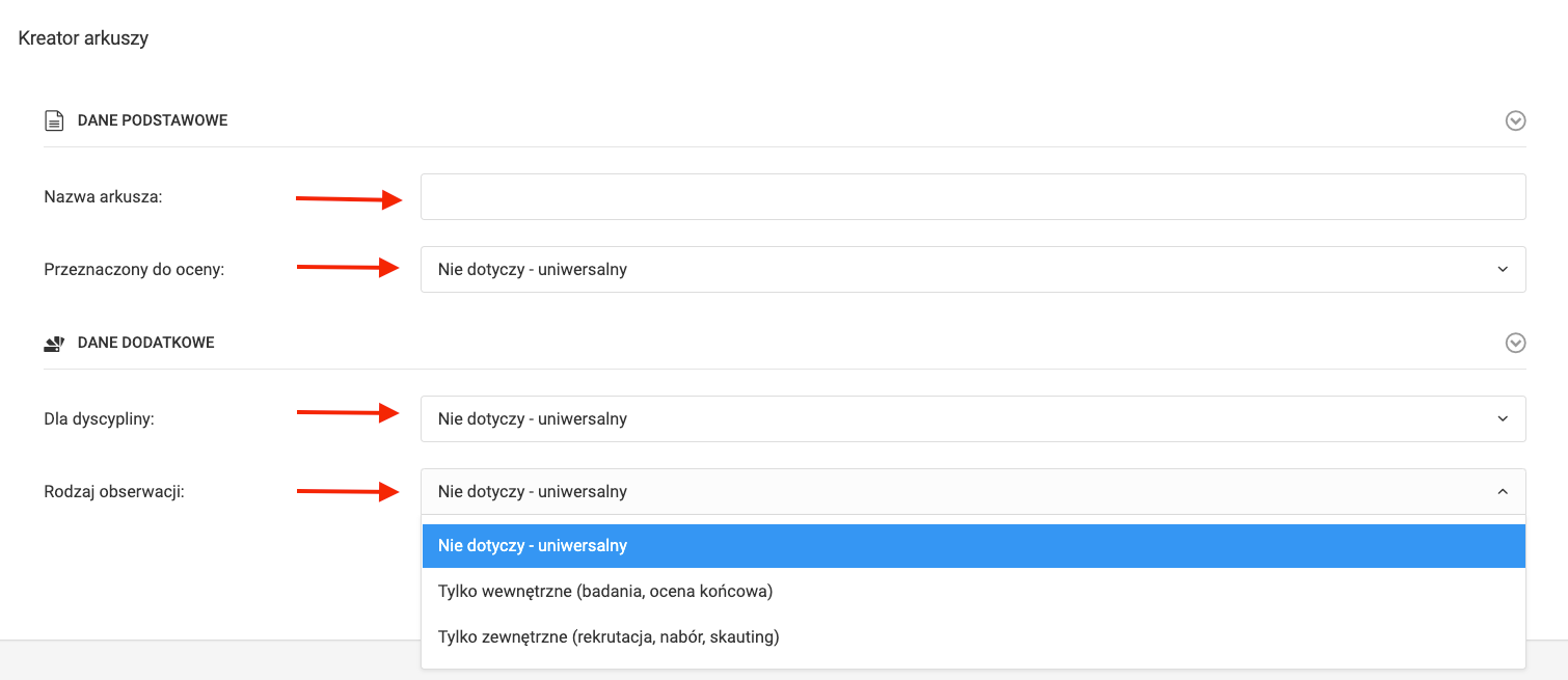 Form parameters