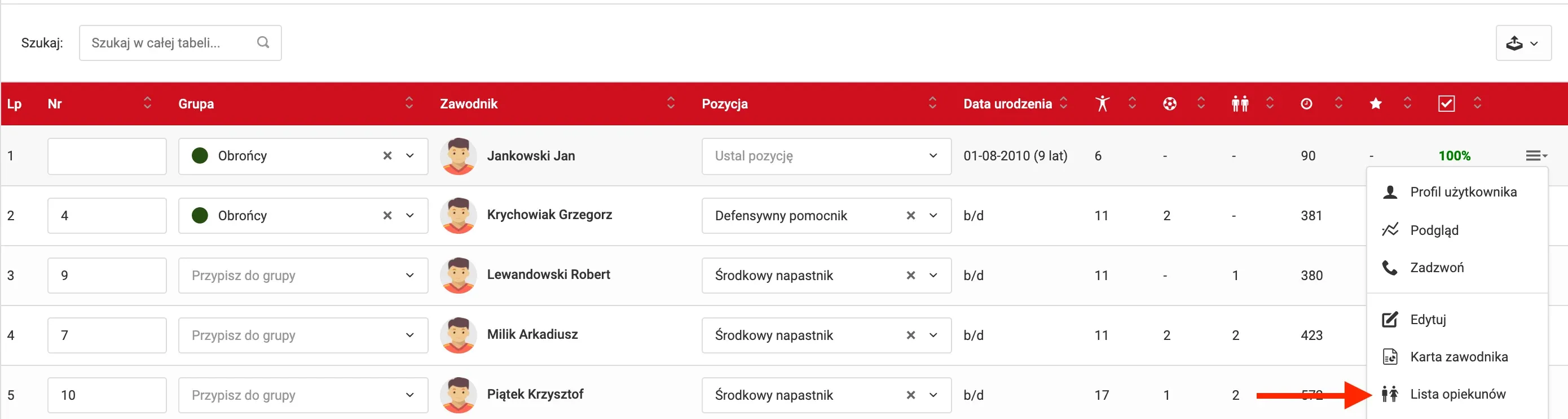 Formularz dodawania opiekuna