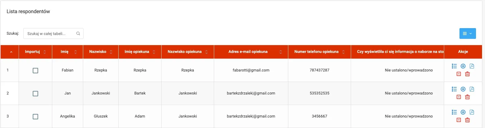Response list