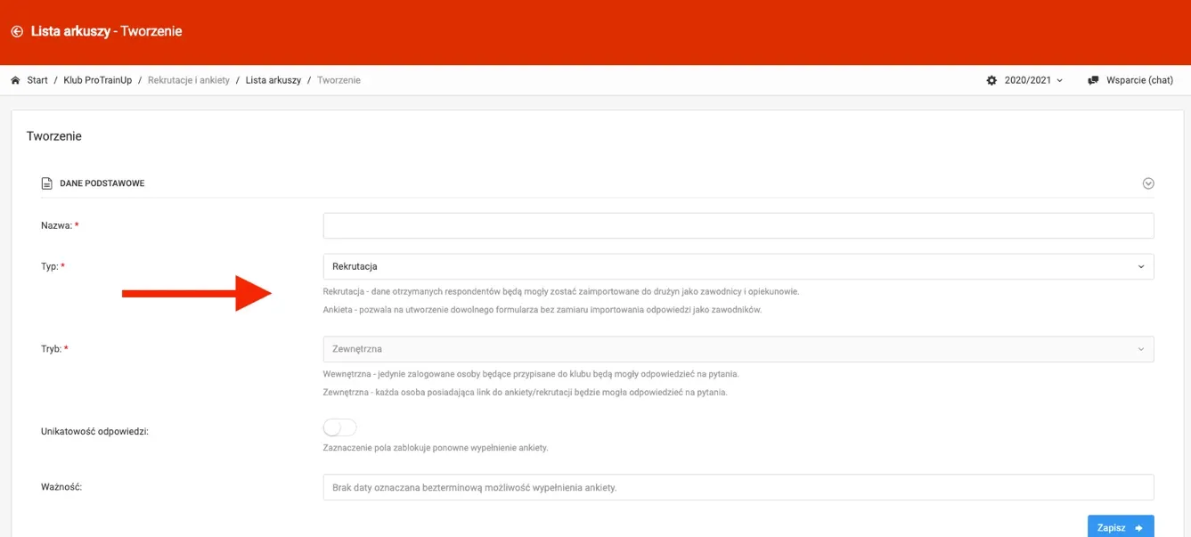 Form parameters