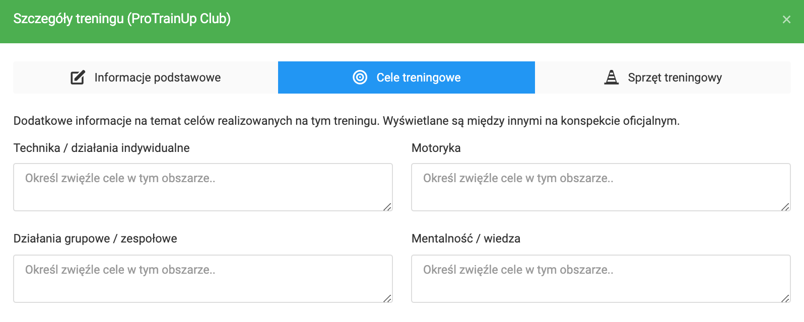 Cele treningowe